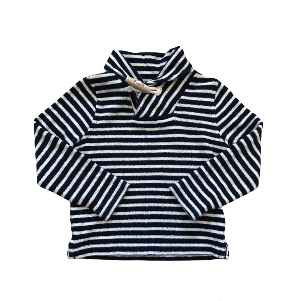 {Crewcuts} Navy & White Nautical Striped Toggle Sweater • Size 3